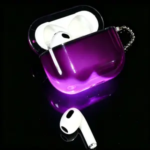 HISTORYOO Luminous Quicksand for AirPod Case for AirPods 4 3 2 1 Pro 3 Pro 2/1 For Apple Earbud Cover Shock Absorbing Enhanced Protective Cute Sparkle Glow-in-The-Dark Liquid Glitter Funny Hard Clear Night Glowing Sand Earphone Case Detachable Keychain