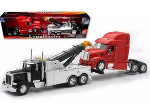 New Ray Toys 1: 32 Scale Peterbilt Tow Truck with Red Peterbilt Cab Semi Truck