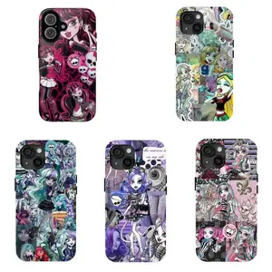 Colorful Monster High Cartoon Phone Case, Tough Shockproof Protective Cover, Halloween Christmas Thanksgiving Gift for Women Men, Compatible with iPhone 11-17 Pro Max/Plus and Samsung Galaxy S21-S25