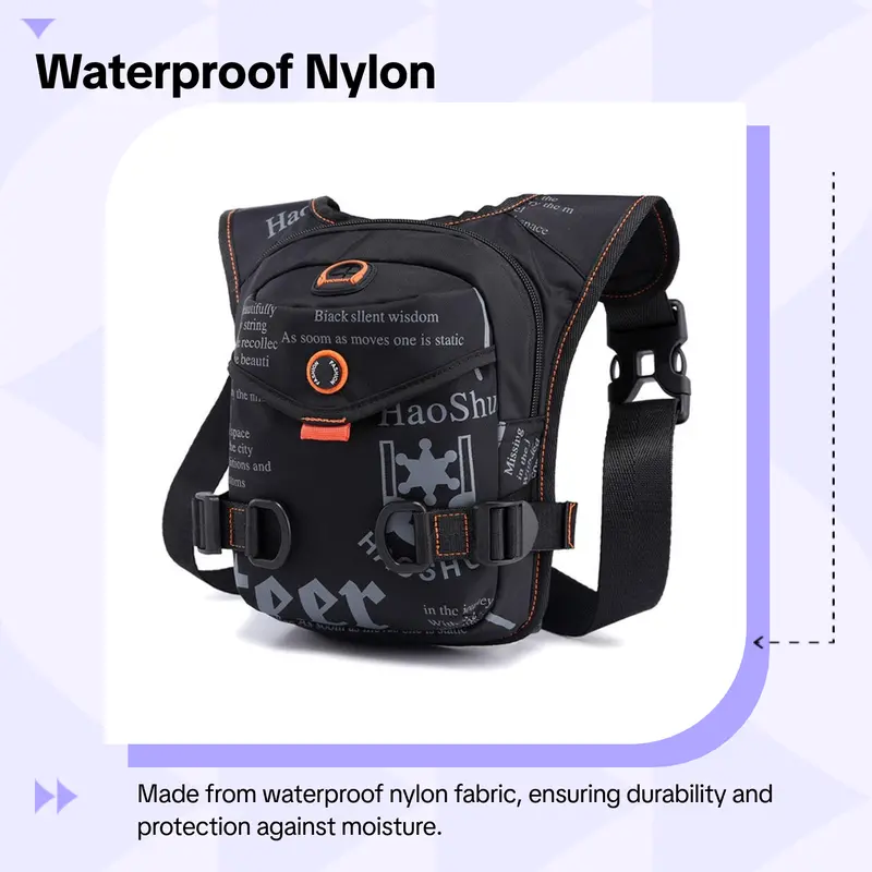 Holanew Men's Minimalist Waterproof Nylon Drop-Leg Hip Pack - EDC Holder, Lightweight Waist Bag, Men's Accessories with Drop-Leg Carry, Large Capacity Crossbody/Shoulder Pouch, Earphone Hole, Zipper Closure for Travel, Riding (Tie Dye Design)