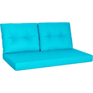 Outdoor Loveseat Cushions for Patio, 48 x 24 Waterproof Replacement Cushions, Deep Seat & Backrest Set for Patio Couch, Bench, Swing, Aruba Blue