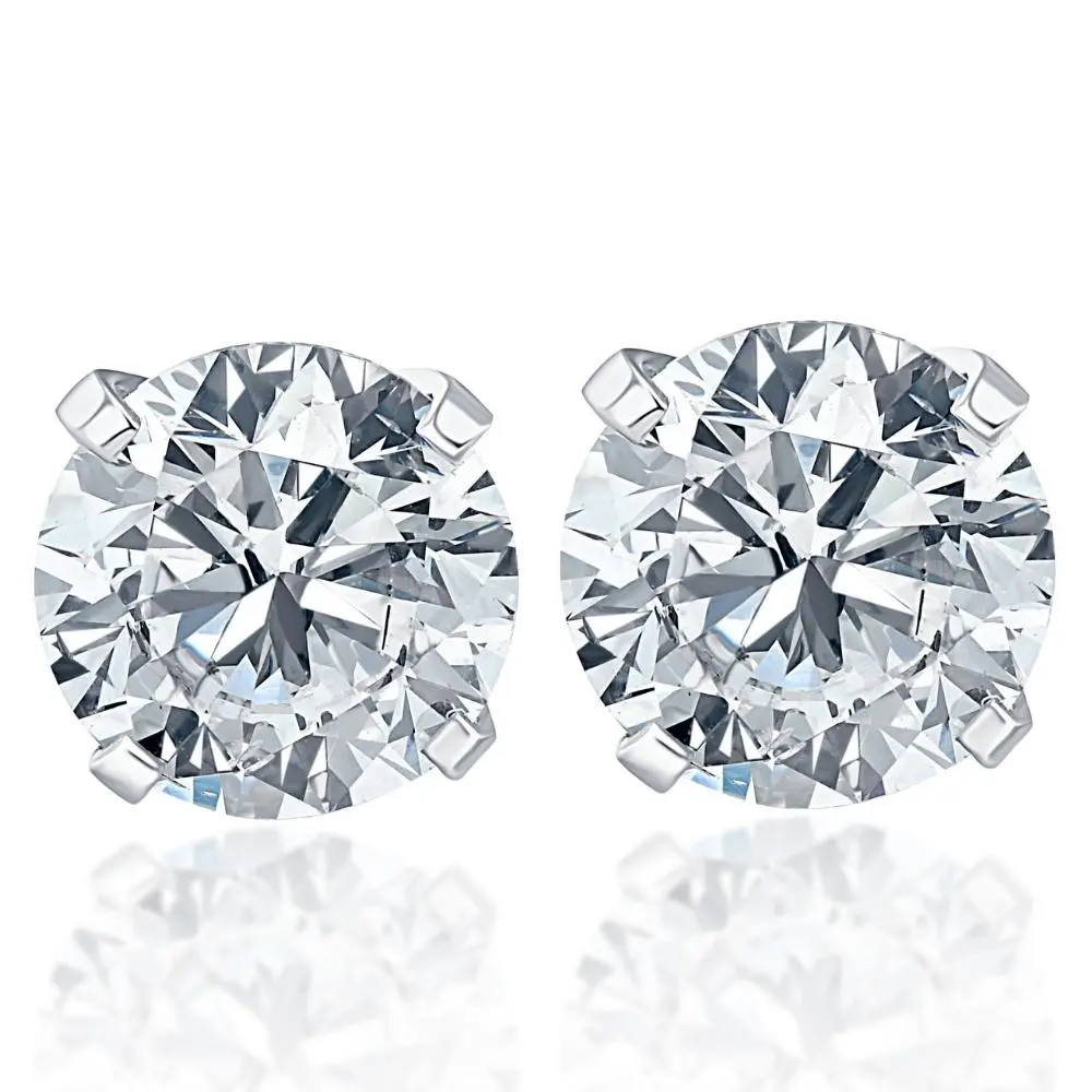 .85Ct Round Brilliant Cut Natural Quality VS2-SI1 Diamond Stud Earrings in 14K Gold Classic Setting