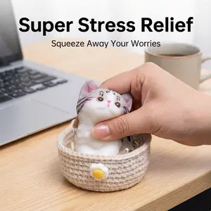 Handmade Super Cute Soft Cat Squeeze Toy, 3D Realistic Pet Cat Toy, Perfect Holiday Gift for Cat Lovers, Fun Interactive Companion