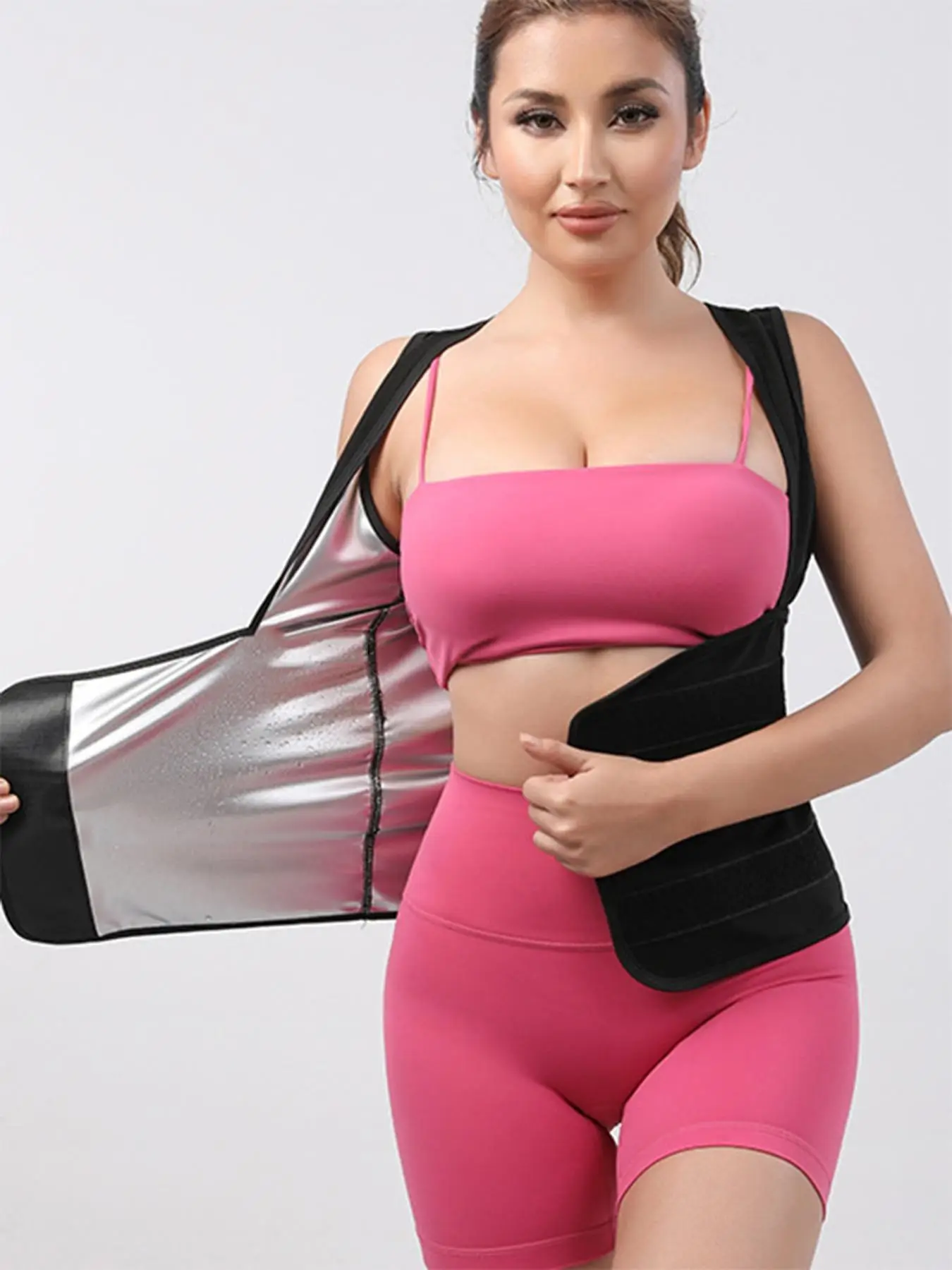Women's Coated Waist Belt, Solid Sports Vest, Sauna Running Vest, Adjustable Fitness Tank Top for Gym Yoga, Sweat-Enhancing Workout Wear