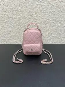 Pre-owned CHANEL Caviar Quilted CC Mini Classic Backpack Pink