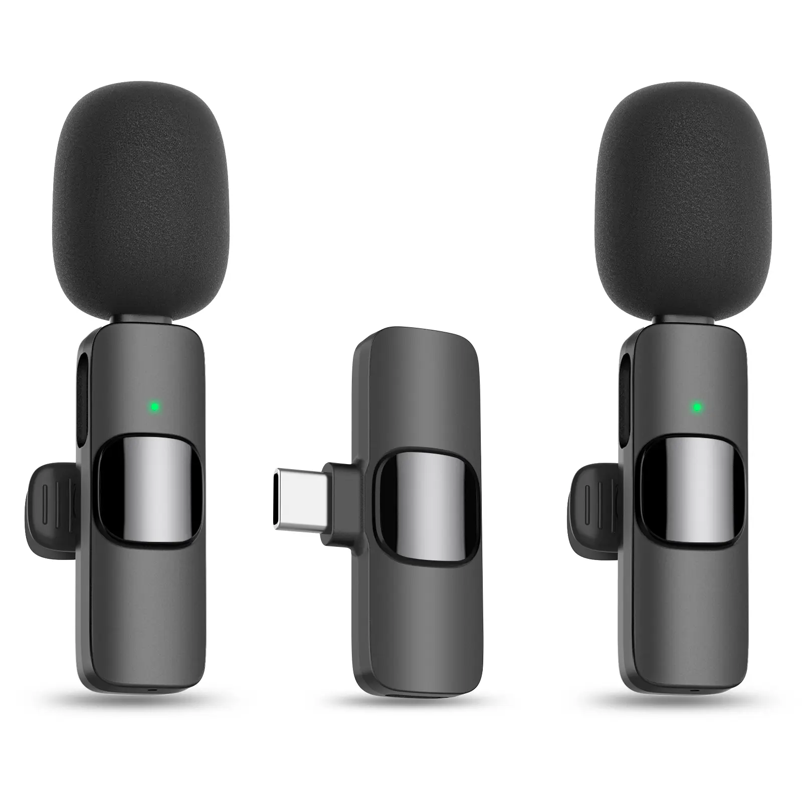 Wireless Lavalier Lapel Microphone Bluetooth Mini for iPhone 15 Series Android Computer Portable for Video Recording Tiktok YouTube Vlog with 2 Clip on Mics USB C Interface