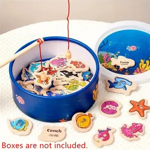 Wooden Fishing Game, Interactive Desktop Educational Toy for Kids, Birthday Gift for Boys and Girls, Tabletop Games