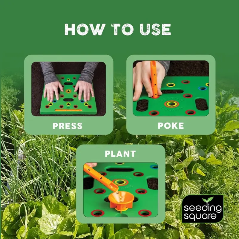 Seeding Square Garden Seed Spacing Tool Set - Make gardening less stressful, maximize your garden space and take the guesswork out of garden planning. 3