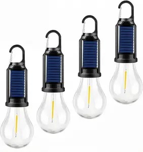 1/2/4 PCS Rechargeable Solar LED Light Bulbs with Waterproof Clip Hook, Solar Outdoor Lights, Portable Camping Gear for Hiking & Emergency Use