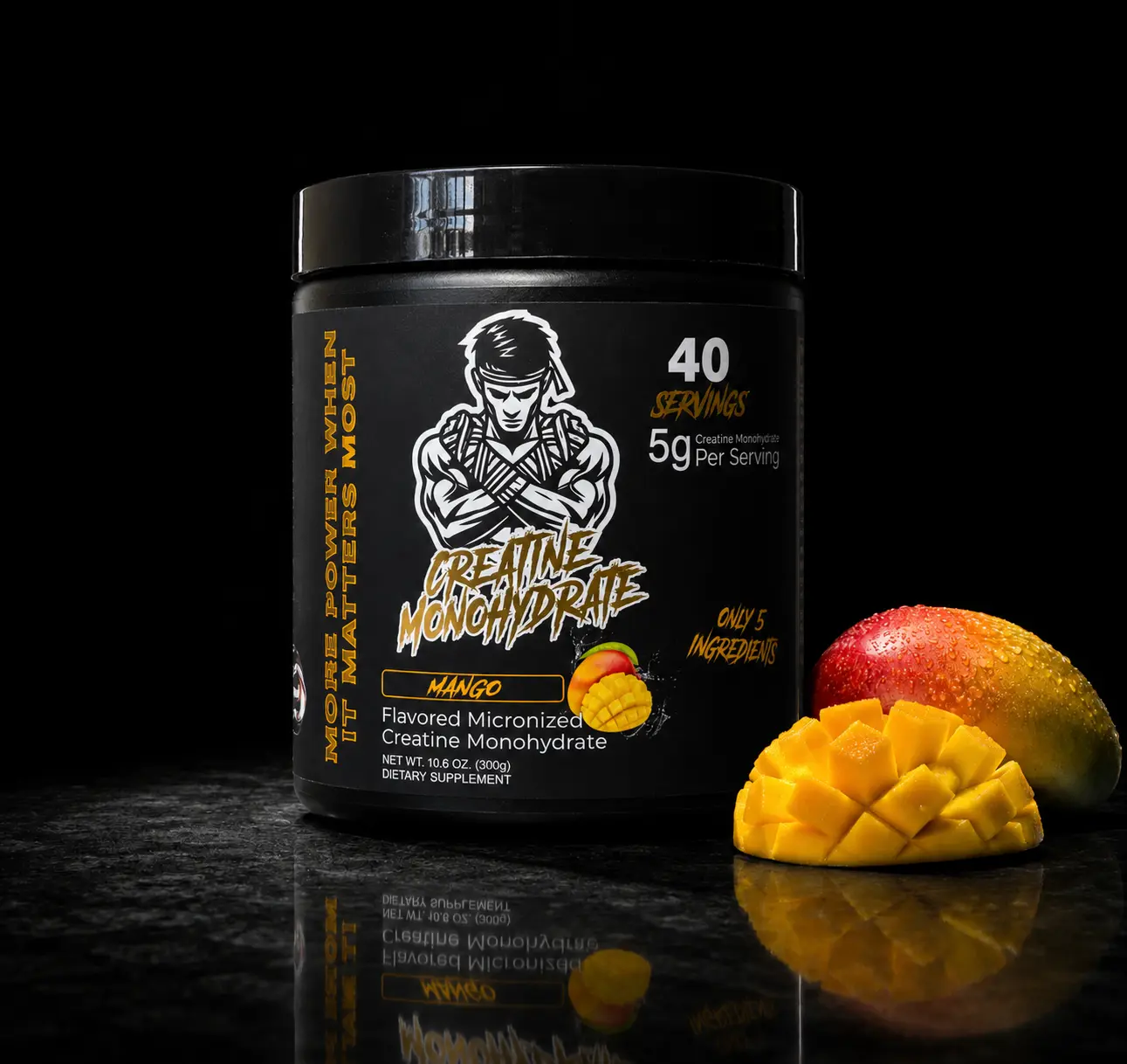 Mango Creatine Monohydrate | Naturally Inspired Mango Flavor | 5g Creatine | 40 Servings