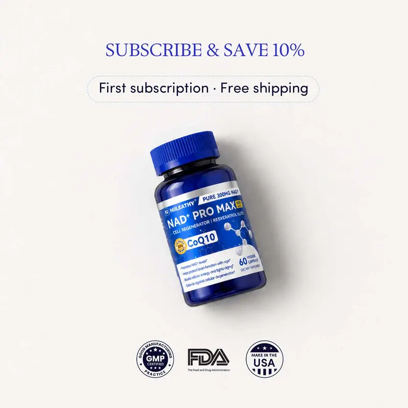 HIILEATHY NAD+ PRO MAX | NAD+ with Resveratrol & CoQ10 | Daily Nutrition Formula | Made in USA