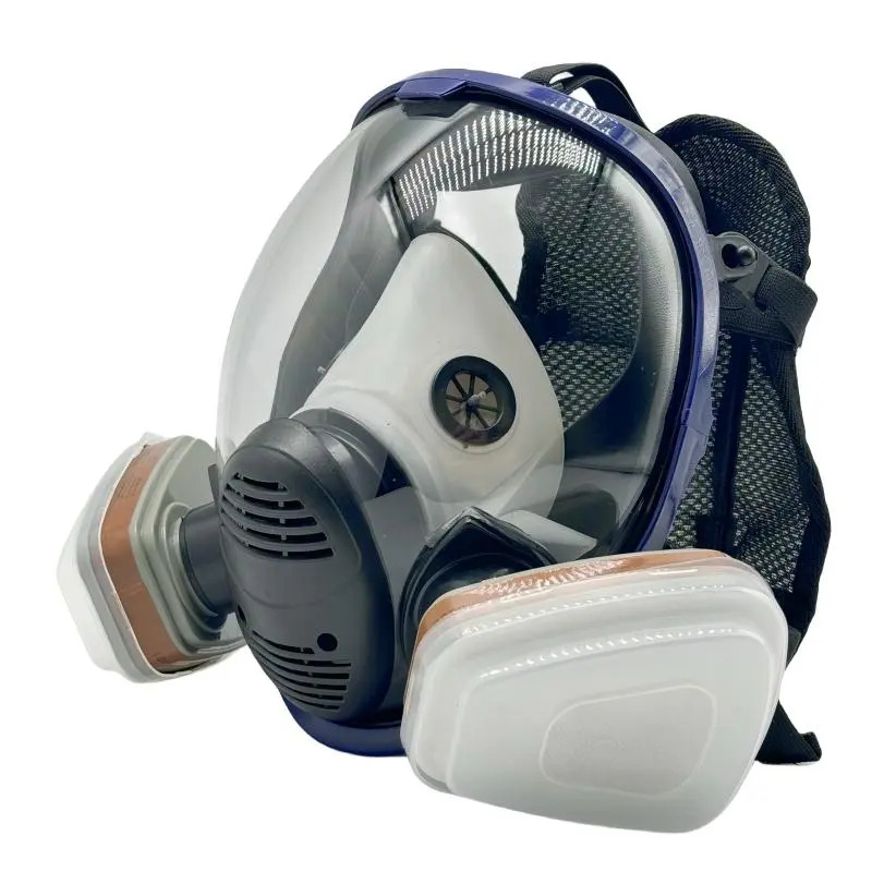 HOT ！Reusable Anti-Fog Full Face Mask Set with Filter Cartridge, Gas Dust Protection, Ideal for Painting Woodworking DIY Chemicals