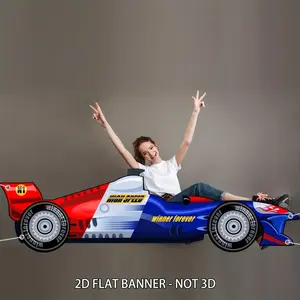 2D Racecar Happy Birthday Banner, Race Car Party Banner, Sports Theme Decorations, Indoor Outdoor Birthday Party, Race Fans Favors, Photography Backdrop
