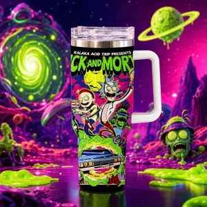 40oz Stainless Steel Tumbler, 1 Count Rick And Morty Pattern Insulated Water Bottle, Stainless Steel Thermos, Stainless Steel Flask, Drinking Cup for Home Office School, Boyfriend Gift