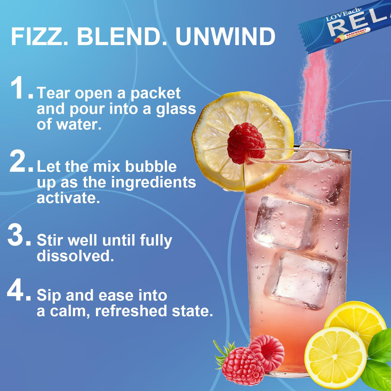 MagicRelaxed Calming Sparking Mix with 8-in-1 Magnesium complex KSM-66 Ashwagandha Saffron Vitamin D3 GABA & L-Theanine Supports Cortisol Balance Mood Sleep 30 Servings No Sugar Non GMO Raspberry Lemonade Flavor Free gift mixing spoon, Dietary, Natural, E