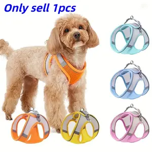 Comfortable & Safe Pet Vest with Reflective Strip, 1 Count Soft Mesh Pet Walking Harness with Leash, Pet Supplies for Small Dogs & Cats
