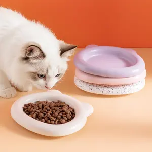 Ceramic Pet Feeding Bowl, Large Diameter Cat & Dog Food Basin, Easy to Clean Canned Food Plate, Tray, Household Kitten & Dog Bowl
