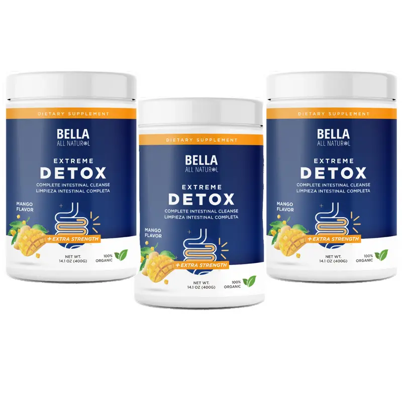 3 Pack - Bella All Natural - Colon Cleanse Mango Flavor - 400grams