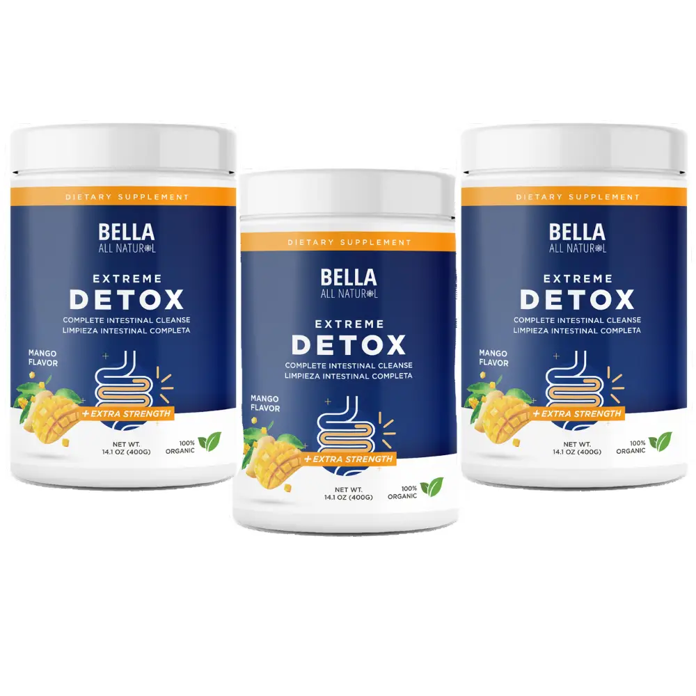 3 Pack - Bella All Natural - Colon Cleanse Mango Flavor - 400grams