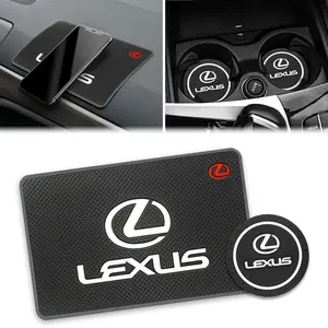 Lexus Car Anti-Slip Cup Holder Mats, PVC Rubber Center Console Coasters, Silent Shockproof Interior Decoration Accessories