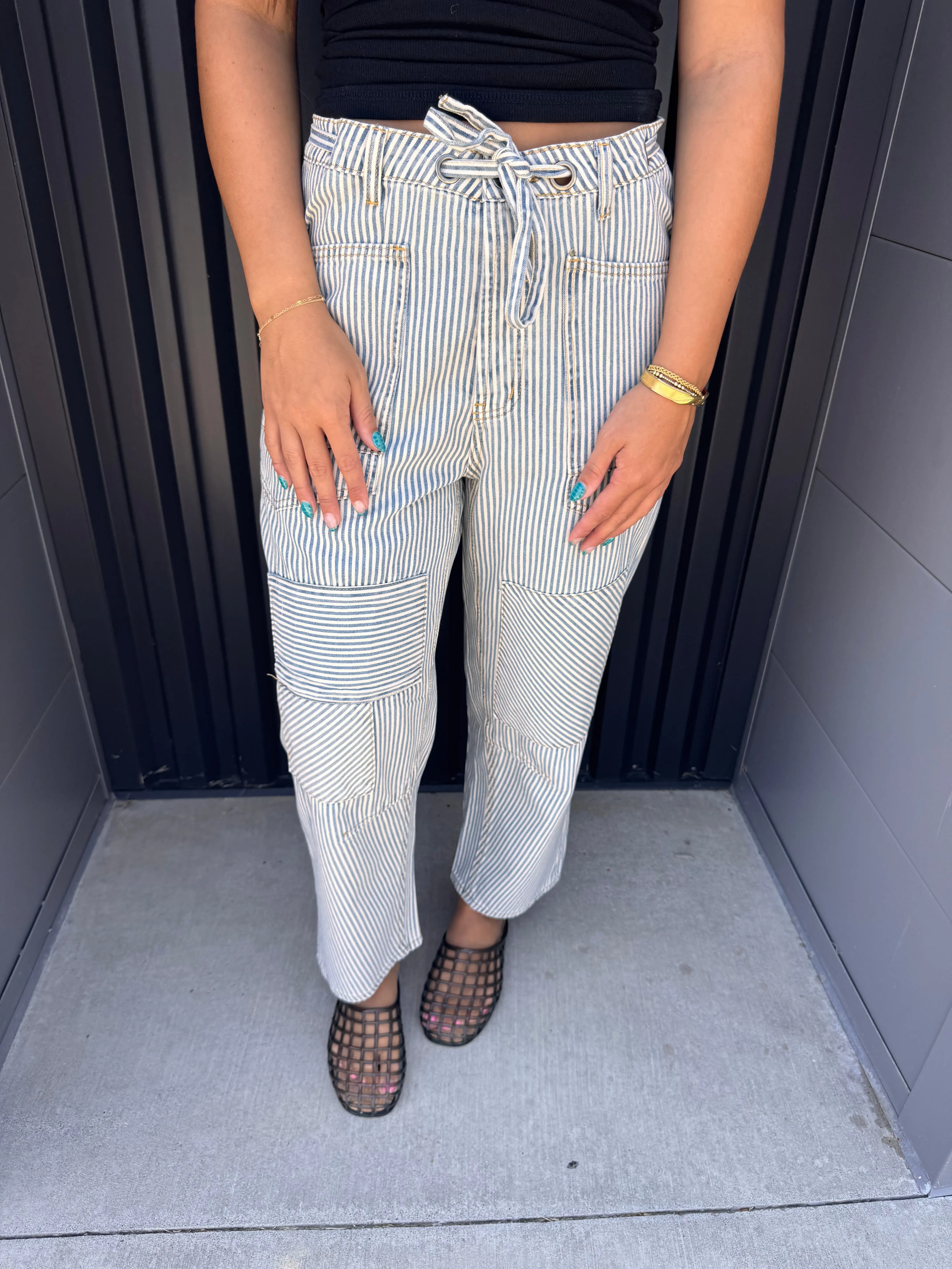 Striped Washed Twill Jeans