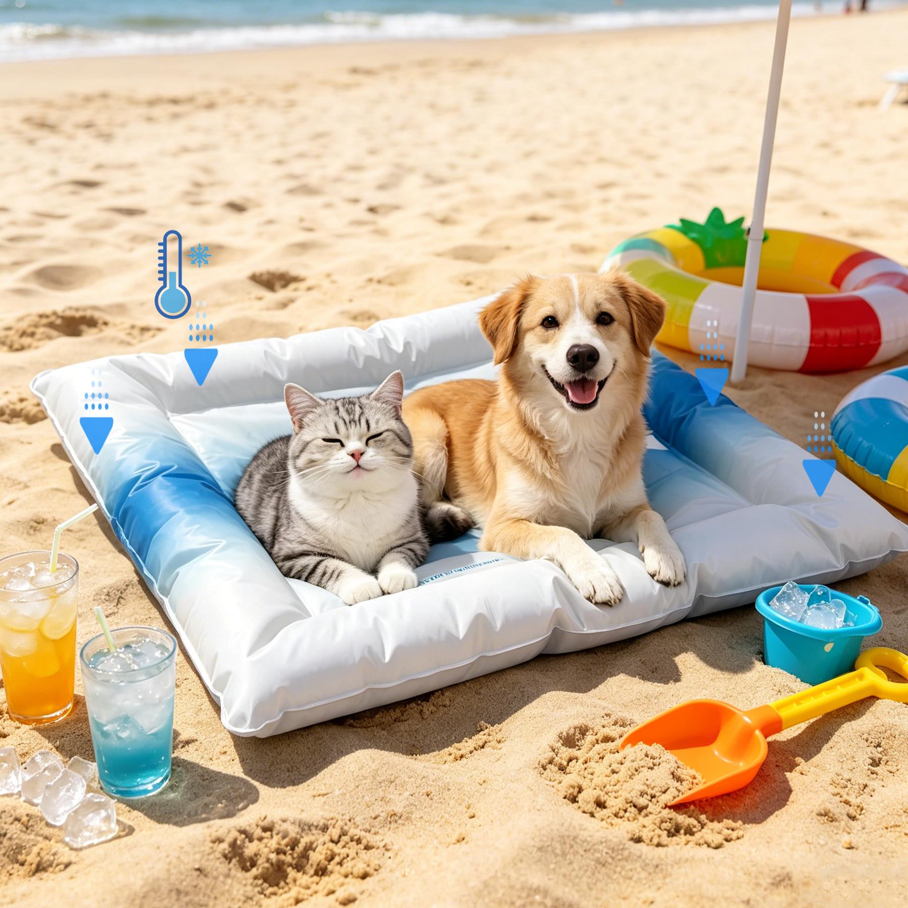 Hsecoyay cooling pet Mat, Eco-friendly Cooling Pad for Large Dog, Pet Cooling Mats for Dog and Cat house, Use in Crate, Tunk, Camping, Outdoors, Portable, Machine Washable, Durable, Outdoorfun, Waterproof calming donut bed