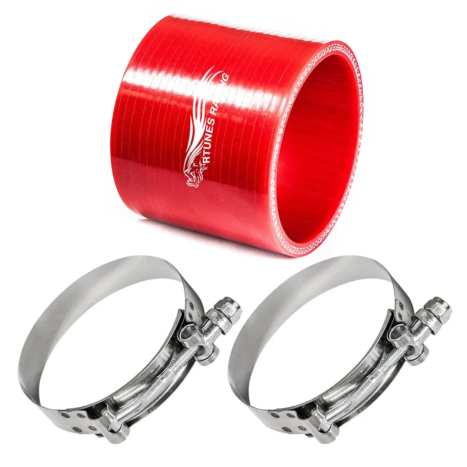 2.75" inch (70mm) Silicone Coupler Hose with T-Bolt Clamps | Rtunes Racing | RED SH-SCH70R-TC
