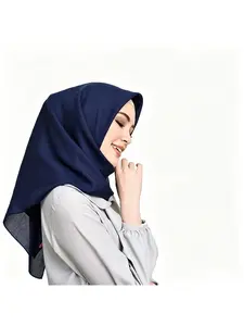 Encrypted Bali Voile Solid Color Large Square Hijab Versatile Scarf Shawl