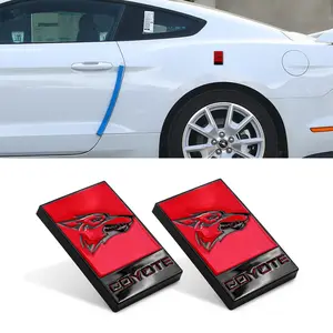 2 Pieces Custom Red Coyote Logo Badge Emblem For Car Trunk Exterior Decoration Accessories Decals For Truck