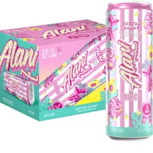 Alani Nu Cotton Candy Case of Energy Drinks - Naturally Flavored 0g Sugar 200mg Caffeine (Case of 12) Beverage Sport new