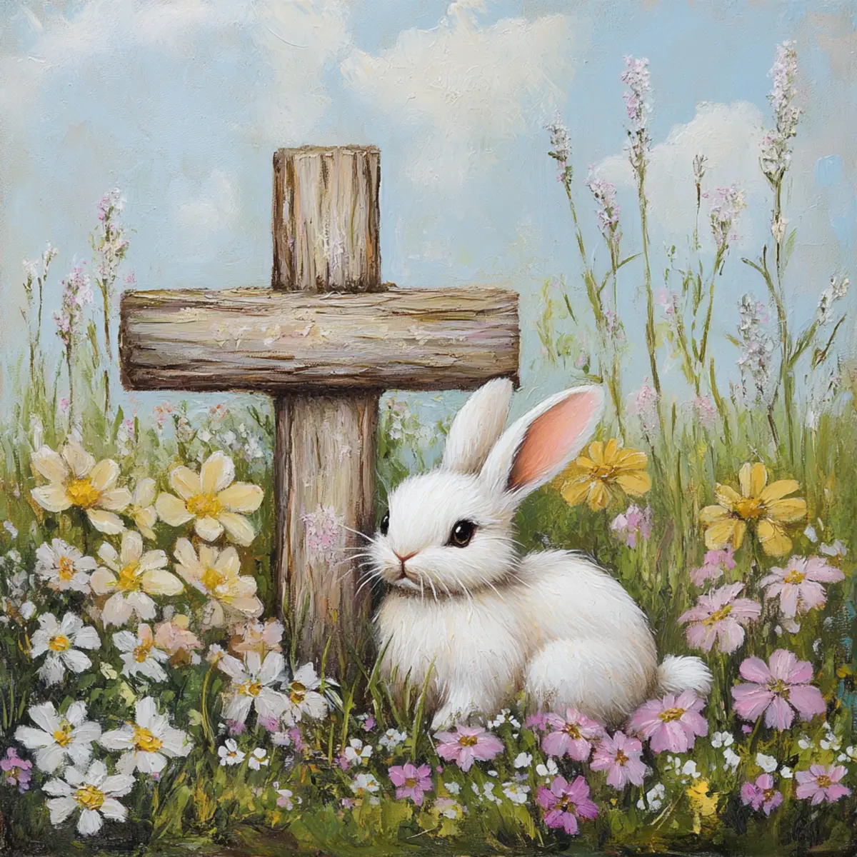 10" x 10" Easter Bunny & Cross Sign TTE-201