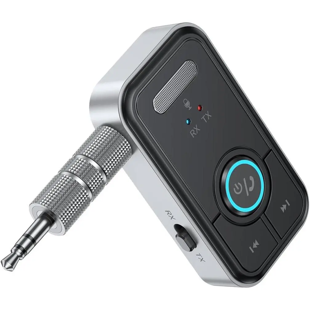 Bluetooth 5.3 Adapter 3.5mm Aux Dongle, 2-in-1 Bluetooth Transmitter Receiver for Car Audio/Home Stereo/Headphones/Speaker/Projector