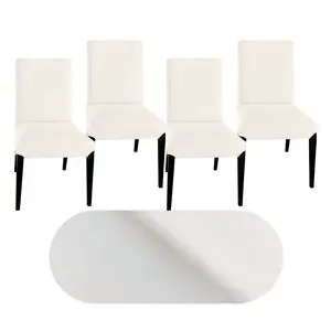 4 Pack - Dining Chair Slip Covers, Compatible with IKEA Henriksdal, White Linen Canvas