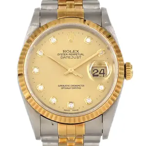 Pre-owned ROLEX Stainless Small Leather Goods Datejust Steel Gold