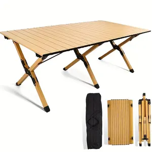 1pc outdoor foldable camping table, a lightweight rollable portable camping table with storage bags, suitable for outdoor use, beaches, picnics, backyards, barbecues, and parties