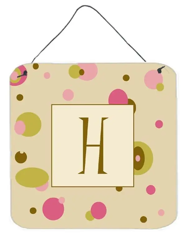 Carolines Treasures CJ1004-HDS66 Letter H Initial Monogram - Tan Dots Aluminium Metal Wall Or Door Hanging Prints