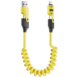 4-in-1 Charging Cable, USB C Multi-function Fast Charging Cable, Retractable Fast Charger Cable for iPhone, Cellphone, Fast Charging Solution