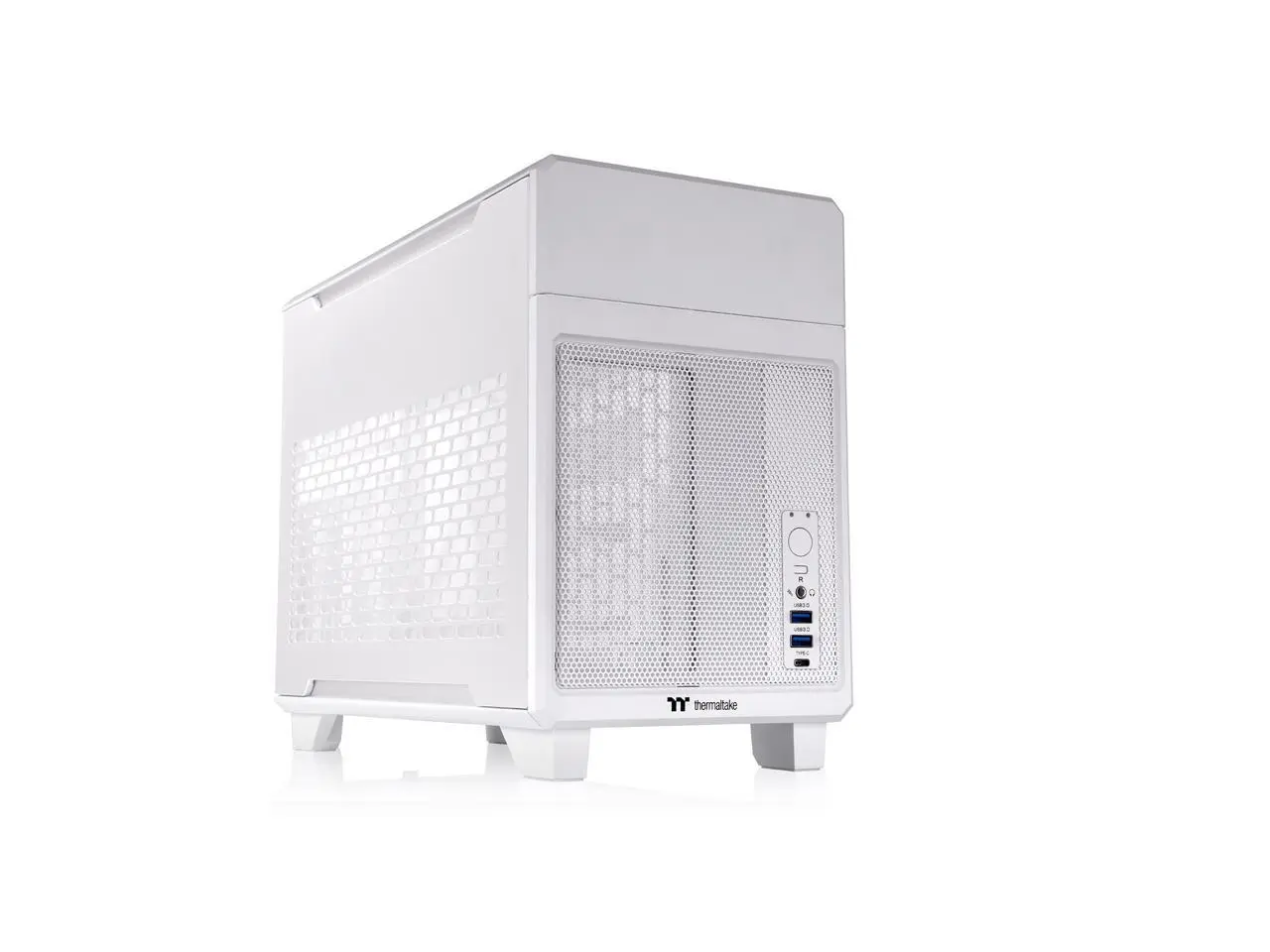 Thermaltake TR100 SFF Chassis mITX Support 18.9 Liters PCIe 4.0 Riser Cable Included 360mm GPU Clearance 280mm Radiator Support Removable PCIe Bracket, Snow, CA-11A-00S6NN-00