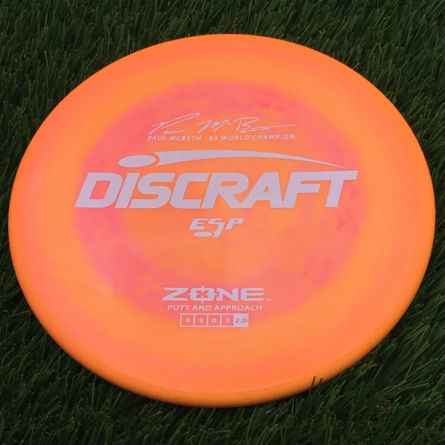 Discraft ESP Zone with Paul McBeth - 6X World Champion - Signature - Reticle Stamp - 176.7g - Hot Pink On Bright Orange