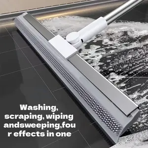 Large Silicone Magic Broom, Rotating Long Home Bathroom Floor Scraper, Dual-Sided Cleaning Glass Squeegee, Household Hygiene Tool