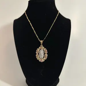 14k Italian Gold Plated Virgin Mary Necklace
