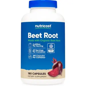 Nutricost Beet Root 2400mg, 180 Capsules - CCOF Certified Made with Organic Beet Root, Superfood, 60 Servings