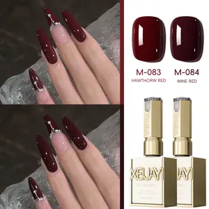 2PCS*15ML M83+M84 Nail Gel Burgundy Cherry Red High Saturation Nail Polish 2 Color Set, UV Nail Polish Gel Silky Smooth Firm and Long-lasting Nail Salon DIY Salon Gel Christmas Gift