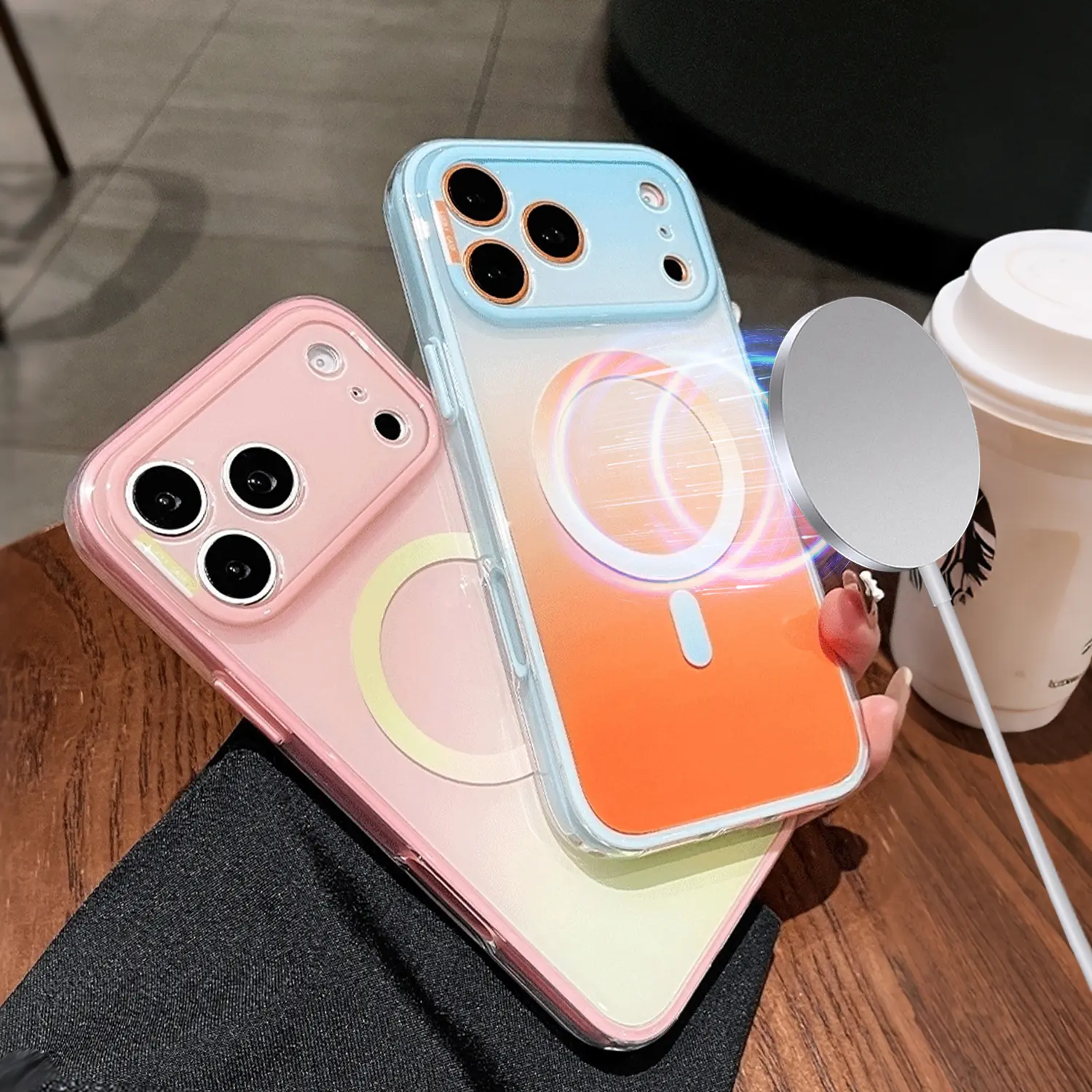 Gradient Magnetic Phone Case for iPhone 18 Pro Max 17 16 15 14 Pro Max with Strong Magnetic Charging Shockproof Protection Guard Anti-Scratch Back and Slim Protective Bumper