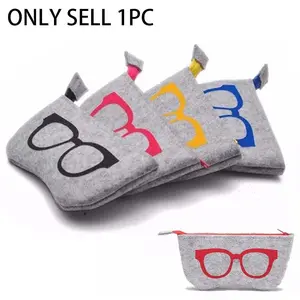 1pc Soft Felt Glasses Case - Protective Portable Pouch for Fashion Sunglasses, Reading Glasses, Eyeglasses, Jewelry, and Makeup - Stylish, Durable, and Compact Holder with Soft Interior Lining Portable Sunglasses Organizer