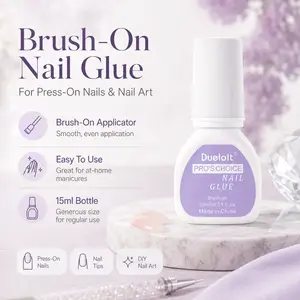 （3pcs） Super Strong Waterproof Nail Glue Suitable for Press On Nails, Tips, Acrylics & Rhinestone Crafts - Clear Brush-On Liquid, Mess-Free Application,  Long Lasting for Use