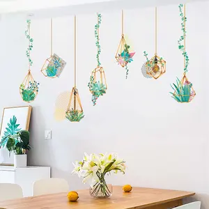 Hanging Terrarium Plants Bulbs Wall Decals, House Garden Peel and Stick Stickers