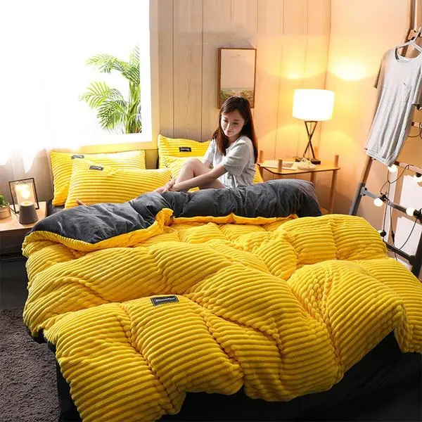 Corduroy Velvet Duvet Bedding Set - Luxurious Velvet Comfortable and Versatile for Year-Round Use