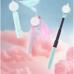 Cats Retractable Cat wand With Portable cat Teaser Cat Toys for Indoor&Outdoor for Training &Narrow Space Telescopic Pole Design for Easy Storage Cat Fishing Pole toy Enrichment Toys for Cats Gifts - With 2 Feather Attachments