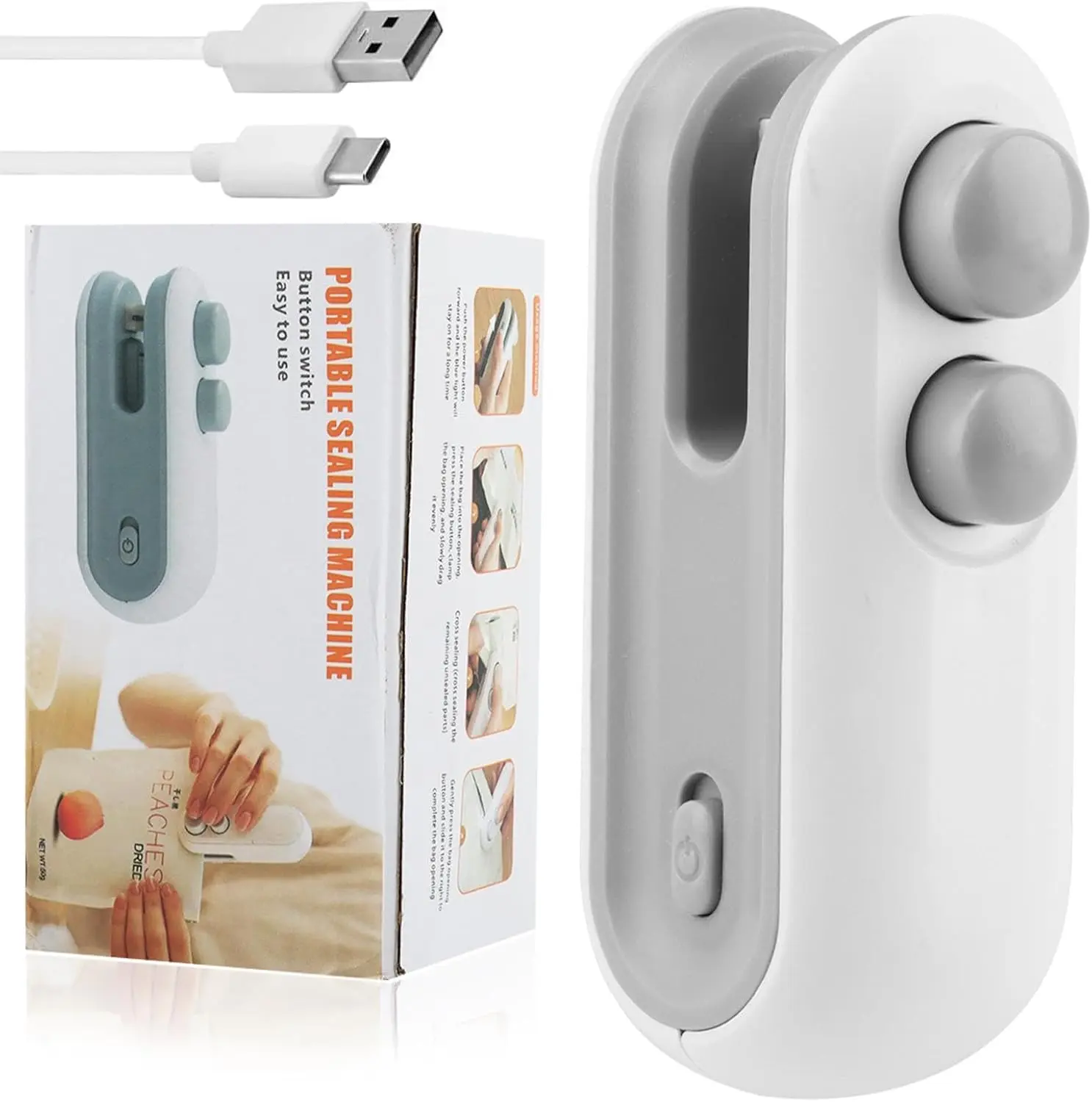 MINI BAG SEALER,Portable Sealing Machine,Food Storage Sealing Machine, 2 in 1USB Charging Sealing Machine, Precision Sealing And Cutting,Heat sealing machine ( white) bag  sealing Rechargeable Mini